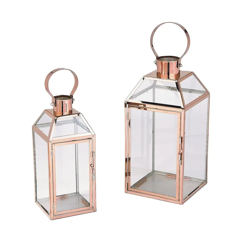 Lanternas de cobre de 2 acessórios para casa, 2 peças-lanterna de metal antiga de alta qualidade para casamento e uso externo, casa e casamento 2023