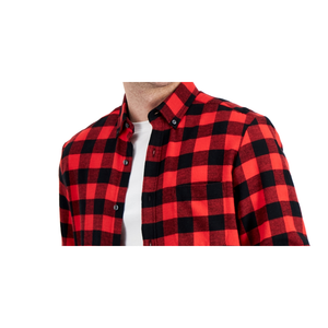 Camicia in Flanella a Quadri Rossa XX-Large da Uomo, Vestibilità Regolare, Collo alla Coreana, 100% Cotone Antipiega, Fornitura ODM - Product Image 2