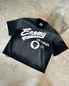 เสื้อยืดผู้ชายโอเวอร์ไซส์ผ้าคอตตอนพิมพ์ลาย300 GSM heavyweight Ringer Acid ซักแล้วซีดจางลงแดดตาม100% - Product Image 1