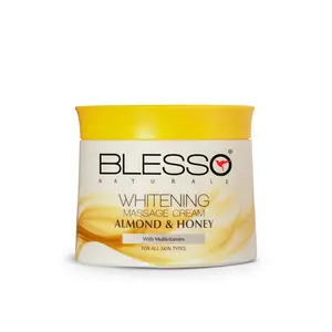 BLESSSO Creme de Massagem Clareador Natural Amêndoa e Mel 500ml Creme Natural para Cuidados com a Pele Facial Limpeza e clareamento corporal