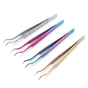 Jeu de 4 pinces à cils professionnelles en acier inoxydable, outils d'extension à pointe pointue pour les sourcils et les cils - Product Image 4