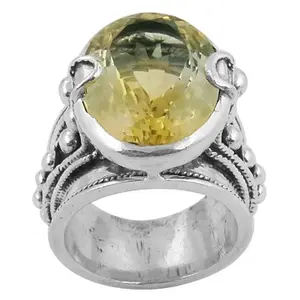 925 <b>Silver</b> Moissanite <b>Ring</b> for Women <b>Statement</b> Jewelry with Citrine Gemstone - Product Image 1