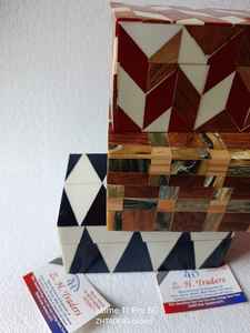 Cofre de joyería con incrustaciones de hueso indio tradicional resina hecha a mano y caja decorativa de nácar para regalo elegante - Product Image 6