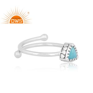 Newly Design Fine Sterling Silver Natural Arizona Turquoise Gemstone <b>Adjustable</b> <b>Ring</b> Jewelry Manufacturer - Product Image 3