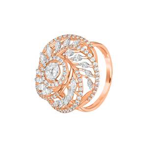 Bague de luxe unisexe en or rose plaqué avec diamant VVS serti en bélière, forme couronne, certifiée IGI - Product Image 1