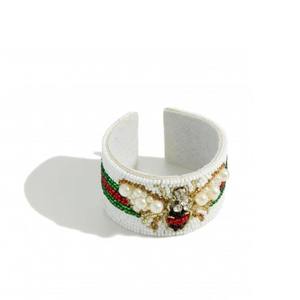 Brazalete de abeja con cuentas, pulsera blanca o negra-blanca - Product Image 2