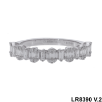 Bague pour femme en or blanc 14 carats plaqué rhodium moderne avec motif circulaire et diamants naturels taille brillant rond