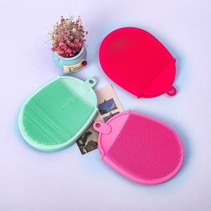 Silicone Double-sided Bathing <b>Brush</b> with Glove Multifunctional Soft Bristles for Baby Bathing & Showering <b>Back</b> Scratching - Product Image 2