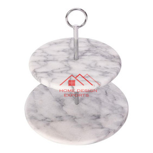 Tapa de mármol blanco con soporte de pastel de Base de madera para el hogar hotel boda Eventos Decoración uso soporte de exhibición de pastel de mármol - Product Image 2