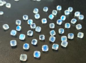 Natural <b>Rainbow</b> Moonstone <b>Cushion</b> Cut 8mm Faceted -Good Blue Flashy Good Quality Loose Gemstone - Product Image 4
