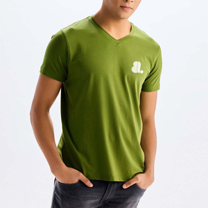 เสื้อยืดคอกลมสีพื้นเรียบง่าย แขนสั้น ขายส่ง เสื้อยืดคอกลมแขนสั้นผู้ชาย ผ้าฝ้าย 100% ไม่มีลาย - Product Image 1