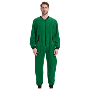 Pijamas sólidos para hombres Onesies con capucha con cremallera y bolsillos Ropa de dormir de manga larga Ropa de Casa informal Ropa de dormir Mono - Product Image 1