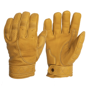 Goldtop Golden Yellow Leather Short Classic Guantes de motocicleta Motocicleta Auto Racing Wear Guantes de cuero genuino para hombres - Product Image 1