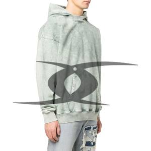 Custom Men's Acid Wash Distressed 100% Cotton Oversized Boxy <b>Thermal</b> <b>Hoodie</b> Sun Faded Streetwear for Winter Manufacturer Direct - Product Image 4