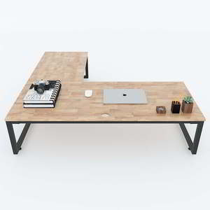 L-Shaped 140x140cm Rubber Wood Low Table with Iron Legs <b>Computer</b> <b>Desk</b> CD68013 - Product Image 2