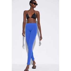 Leggings sans couture Blue Mega Merchant, style décontracté et sportif, avec tissu en mousseline, taille mi-haute, taille XL, toutes saisons, utilisation en salle de sport - Product Image 2