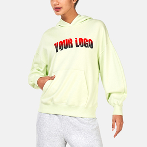 Confortable 100% coton sweats à capuche pour femmes 450GSM personnalisé imprimé avant Logo hiver surdimensionné goutte épaule sweat à capuche - Product Image 6