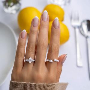 Luxe 10K Or Argent Lab Grown Diamond Ring Poire Cut VVS2 E Color IGI Certified Ethical Sustainable Wholesale Supplier - Product Image 3