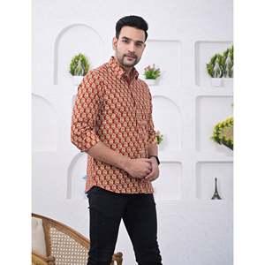 Chemise décontractée pour homme en coton imprimé à manches longues, respirante, en popeline ou tissu Oxford, motif floral ou à pois, offre ODM - Product Image 4