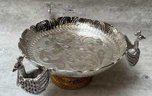 Plateau de service en métal martelé de luxe avec poignée en forme d'éléphant, centre de table décoratif pour la maison, la salle à manger, l'hôtel, la décoration de mariage - Product Image 5