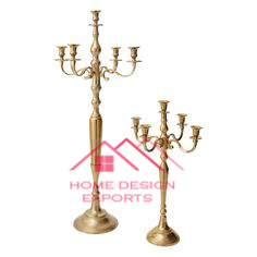 Bodas Fiesta Centros de mesa Soporte Hogar Hotel Decoración 5 Brazos Candelabros de cristal dorado Candelabros de metal Portavelas - Product Image 3