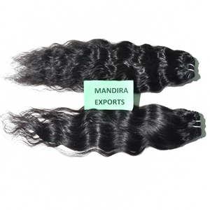 100% pas cher ondulé couleur naturelle aucune perte de cuticule brute non transformée alignée faisceaux en gros temple indien cheveux humains - Product Image 1