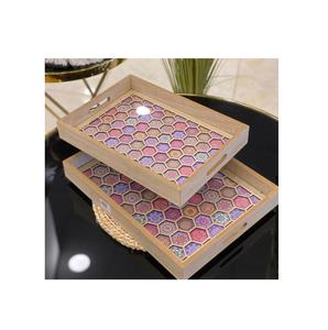 ถาดไม้ทันสมัยพร้อมที่จับโลหะถาดเสิร์ฟอาหารสำหรับงานแต่งงานโรงแรม - Product Image 5