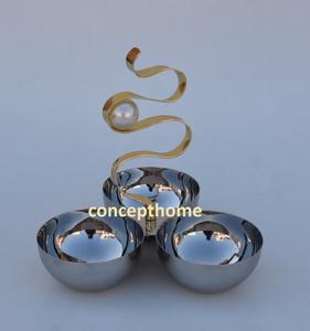 Bol classique exclusif, support à feuilles moderne de luxe, base plaquée argent, acier inoxydable, fait à la main, poli, décoratif, pour servir les aliments - Product Image 5