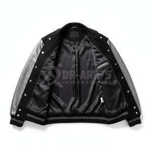 Urban League Varsity Jacket <b>Men</b> <b>Black</b> Silver PU Leather Sleeves Embroidered Letter A 10 Preppy Style Autumn Wear - Product Image 5