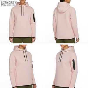 Último diseño de estilo personalizado mujeres peso ligero llegada manga larga Otoño de gran tamaño polar sólido Casual moda mujer sudadera - Product Image 6
