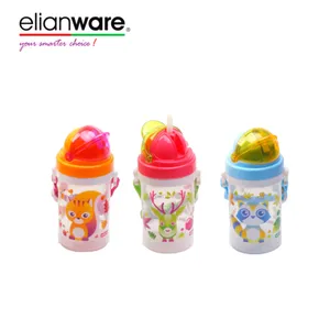 Elianware grosir bebas BPA, Tumbler anak penutup atas kaku tinggi elegan dapat dicuci dengan sedotan