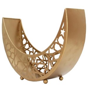 Ramadan Kareem Eid Mubarak <b>Tray</b> Moon Shape Iron Serving <b>Tray</b> for Dessert Craft Table Decor for Home Muslim Party Storage <b>Baskets</b> - Product Image 2