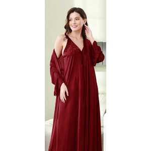 <b>Black</b> Full-Length Bridal Nighty Women's Sleepwear for Special Occasions-Cami & Gown with <b>Ribbon</b> - Product Image 3