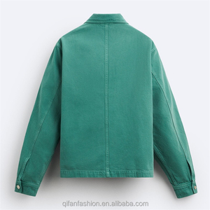 แจ็กเก็ตยีนส์สำหรับผู้ชายเสื้อครอปแบบมีปกเสื้อยีนส์ออกแบบได้ตามต้องการ - Product Image 2