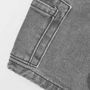 Chaqueta vaquera negra rasgada lavado vintage con logotipo personalizado para hombre, chaqueta vaquera extragrande con cremallera para invierno - Product Image 6