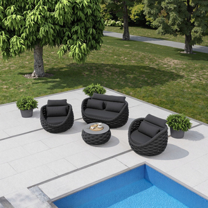 Conjunto de Mesa y Sofá para Exteriores, Muebles Metálicos Resistentes para Villa, Balcón, Jardín, Patio, Dormitorio/Comedor, Elegantes - Product Image 3