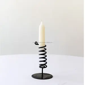 twisty wire black metal tapered candleholder