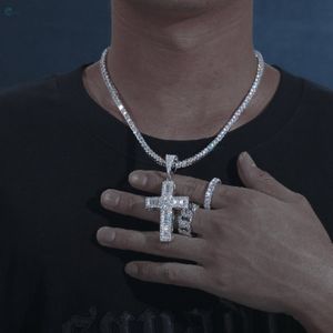 Iced Out VVS1 Lab Grown Diamond <b>Cross</b> Hip Hop <b>Pendant</b> Baguette Cut Celebrity Style <b>Pendant</b> Gift For Him And Her - Product Image 2