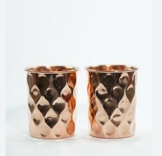 Juego de dos vidrios martillados de cobre tradicional de alta exigencia, agua potable, juego de exportador hecho a mano de dos vidrios martillados de cobre - Product Image 3