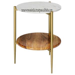 Patas de metal con acabado dorado de alta calidad modernas, mesa auxiliar de mármol y madera superior blanca en uso para el hogar, la Oficina, la sala de estar a buen precio - Product Image 4