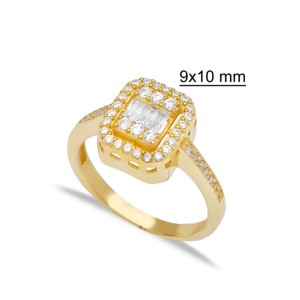 Dainty <b>White</b> Stone <b>Square</b> Shape Cluster Ring Turkish Wholesale Handcrafted 925 Sterling Silver Jewelry - Product Image 3