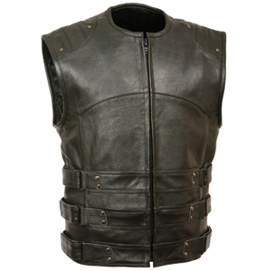 Chalecos de moto de cuero clásico para hombre Chalecos de motorista de cuero de buena calidad Chaleco de cuero de excelente calidad hecho en Pakistán - Product Image 5