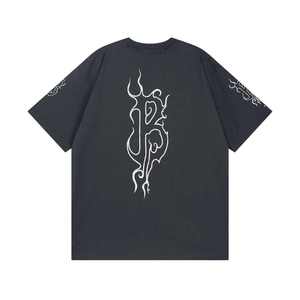 Fabricante personalizado 300Gsm Heavyweight Boxy Drop Shoulder Vintage Streetwear gráfico Camiseta de gran tamaño 100% algodón estampado ácido - Product Image 2