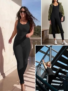 2025 entrenamiento sin costuras Yoga gimnasio Bodycon mamelucos Sexy Racerback Control de barriga sujetador acolchado traje cómodo correr Yoga chándal - Product Image 5