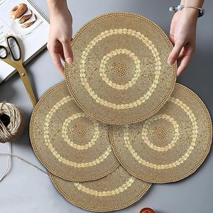 ที่รองจานปักลายลูกปัดหลายสีทองดีไซน์หรูหราสำหรับตกแต่งบ้านพรมบนโต๊ะในครัวราคาถูกมาก - Product Image 5