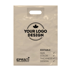 Bolsa de compras de plástico con asa troquelada reforzada con logotipo personalizado, material MDPE, de Turquía. - Product Image 2