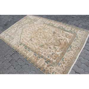 Alfombra Vintage de 4.8x9.1 pies, Alfombra Turca Grande, Alfombra de Lana Azul Sólida - Product Image 2