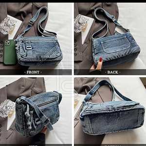 Sac fourre-tout en tissu jean écologique, sac d'épicerie réutilisable pour femmes à prix raisonnable, sacs en jean - Product Image 6