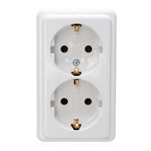 Kopp Standard Presa di corrente di protezione 2-fach verticale AP IP20 bianco artico - Product Image 1