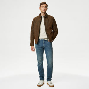 OEM/ODM Veste de course en cuir de mouton élégante pour hommes Conception personnalisée Broderie Confortable Doux Imperméable & Respirant Logo avant - Product Image 2